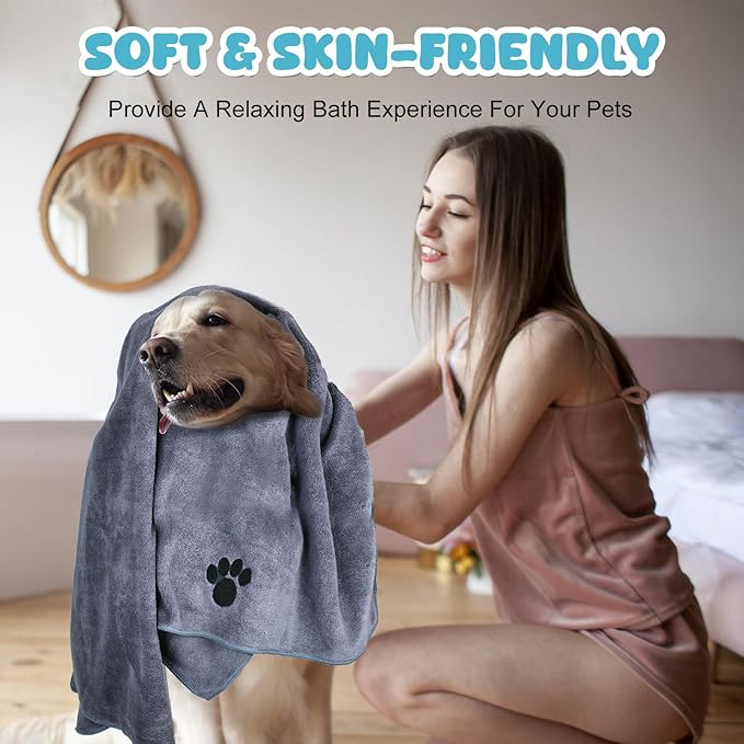 WOUSEDO Microfiber Dog Towels for Drying Dogs, Super Absorbent and Soft Pet - Image 5