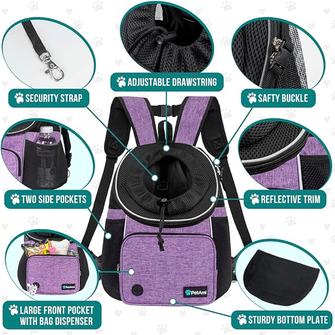 PetAmi Adjustable Cat & Dog Chest Carrier Backpack, Ventilated - Image 4