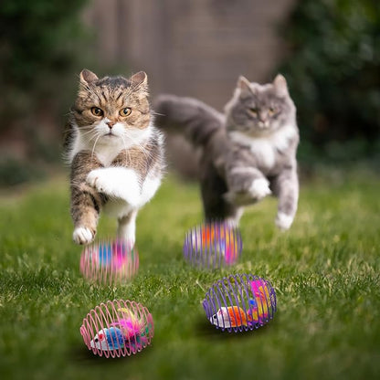 Jecery 5 Pcs Cat Spring Balls Toys Stretchable Rolling Balls Colorful Playful - Image 6