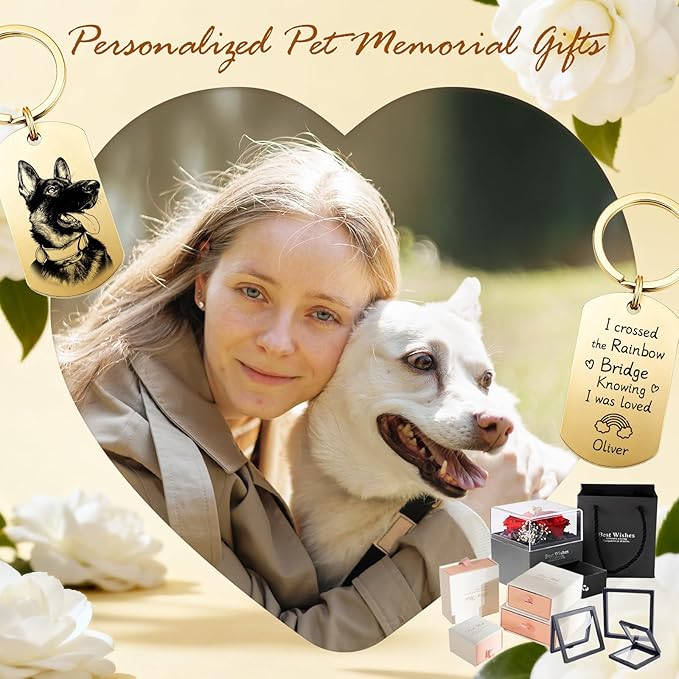 Custom Dog or Cat Portrait Keychain, Personalized Photo Engraved Keychains - Image 7