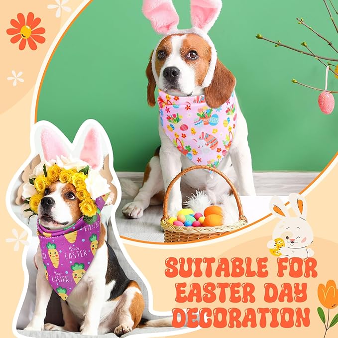 Preboun 50 Pcs Easter Dog Bandanas Bulk Bunny Dog Bandanas - Image 4