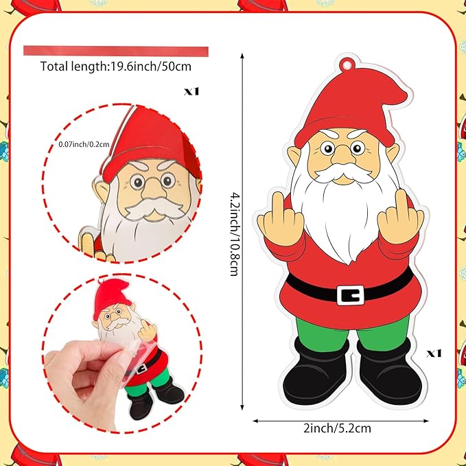 Middle Finger Gnome Ornaments Personalized Christmas Tree Ornament Decorations - Image 2