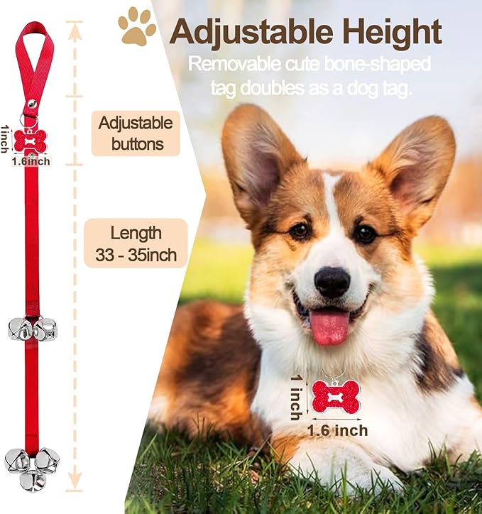 2 Pack Dog Door Bells, Dog Doorbell to go Outside Puppy Train Bell - Image 2