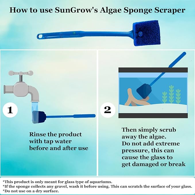 SunGrow Aquarium, Crested Gecko, Hermit Crab Sponge Scraper Cleaner, 16” x 2” - Image 5