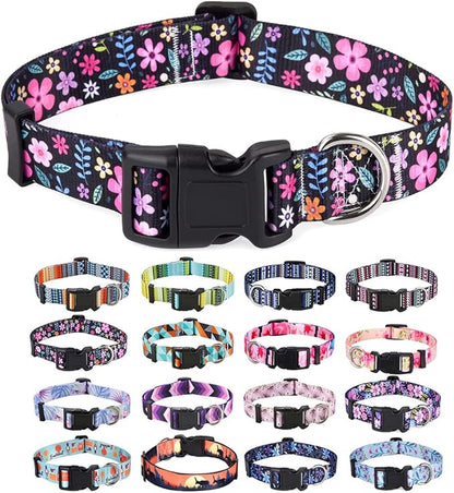 Mihqy Dog Collar with Bohemia Floral Tribal Geometric Patterns by Mihqy