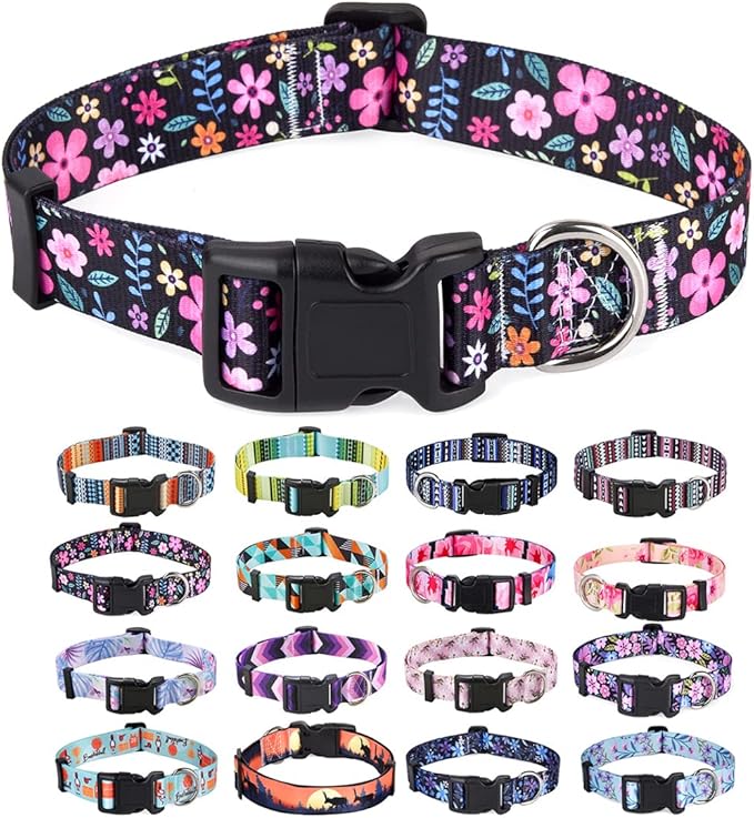 Mihqy Dog Collar with Bohemia Floral Tribal Geometric Patterns by Mihqy