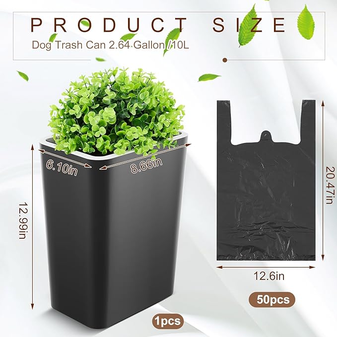 Jingmore Dog Poop Trash Can Outside 2.64 Gal/10 L Plant Styled Dog Waste Trash - Image 2