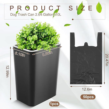Jingmore Dog Poop Trash Can Outside 2.64 Gal/10 L Plant Styled Dog Waste Trash - Image 2