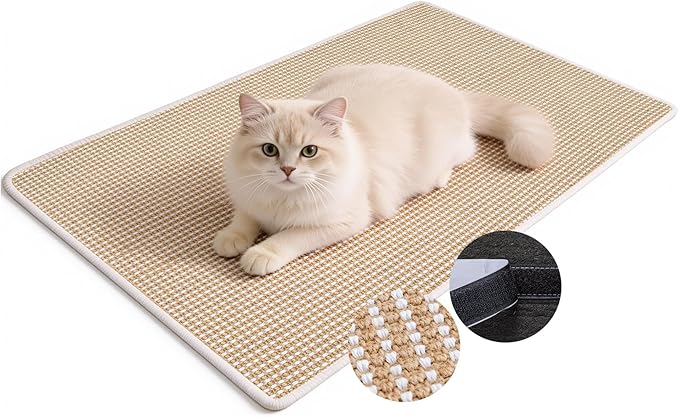 Cat Scratcher Mat, 39.3"x 23.6" Natural Sisal Cat Scratch Mat by Petinstinct