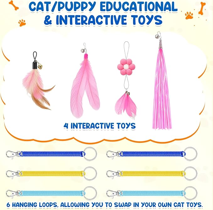 Hoteam Cat Play Gym with 6 Hanging Interactive Toys & 4 Cat Toys Hammock Cats - Image 3