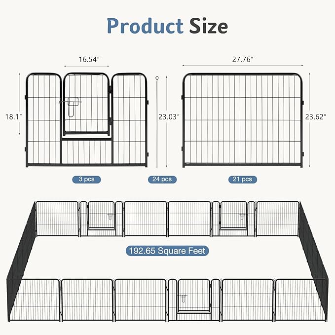 DUMOS Dog Playpen Indoor, Metal 24 Inch 24 Panels Foldable Pet Fence - Image 5