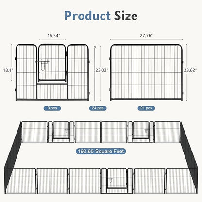 DUMOS Dog Playpen Indoor, Metal 24 Inch 24 Panels Foldable Pet Fence - Image 5