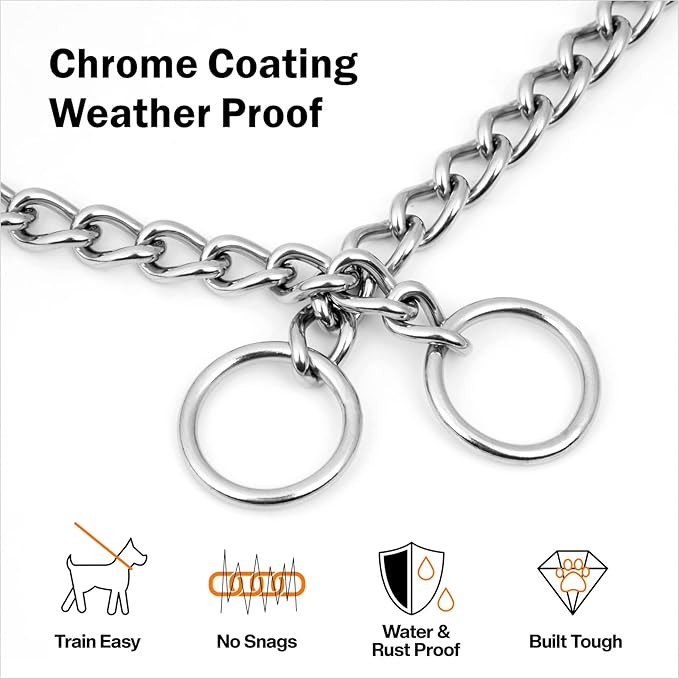 TagME Chain Choke Collar for Dogs, Adjustable Weather Proof Necklace for Small - Image 2