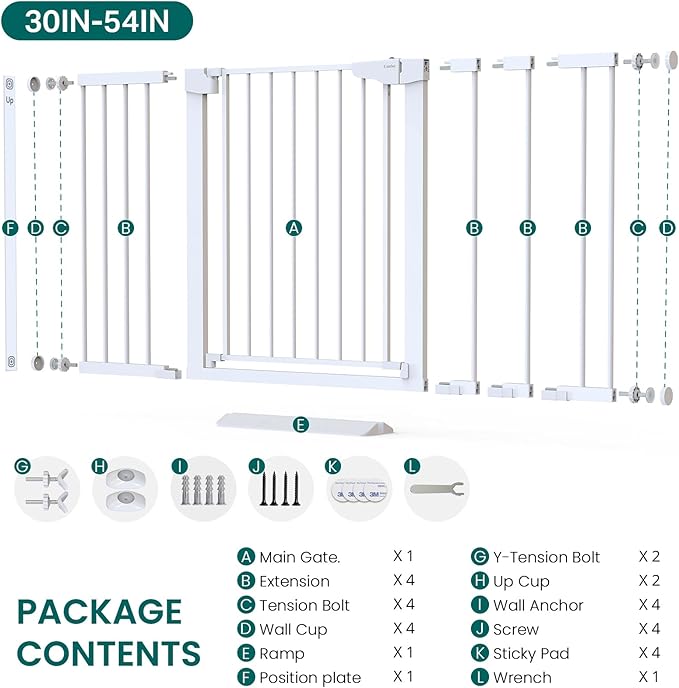 Cumbor 36" Extra Tall Baby Gate, 30-54" Wide Dog Gates - Image 7