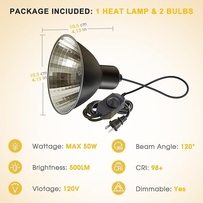 Briignite Reptile Heat Lamp 50W G9 Halogen Heat Bulb & Dome Reptile Light - Image 3
