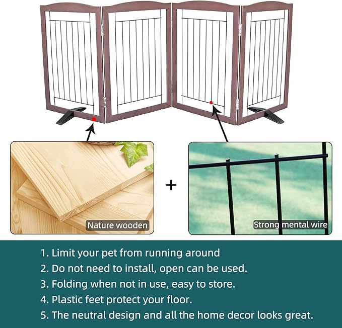 ZJSF Freestanding Dog Fence Indoor, Foldable Dog Gate - Image 6