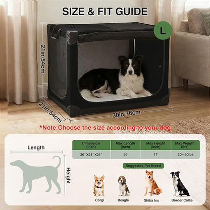 Veraste 30" L x 21" W x 21" H Collapsible Travel Dog Crate, Portable Soft Dog - Image 2