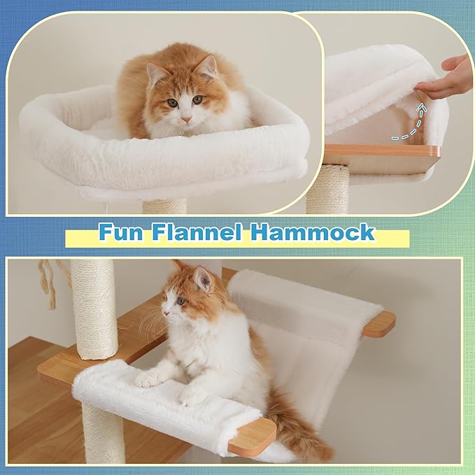 Hey-brother Wooden Cat Tree, 69.7 inch Cats Furniture Tower - Image 5