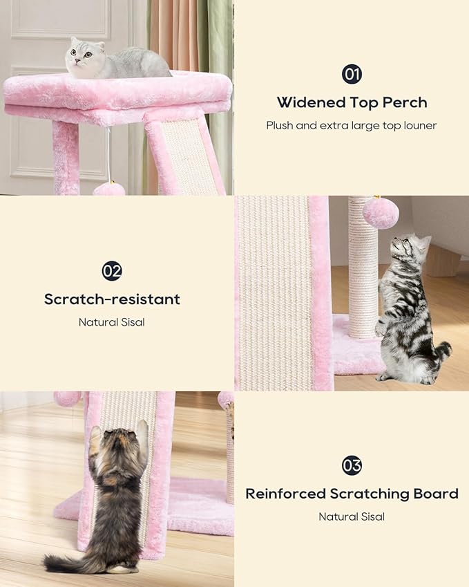 SYANDLVY Small Cat Tree with Scratching Board, Cat Scratching Post - Image 4