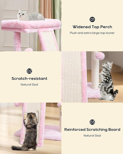 SYANDLVY Small Cat Tree with Scratching Board, Cat Scratching Post - Image 4