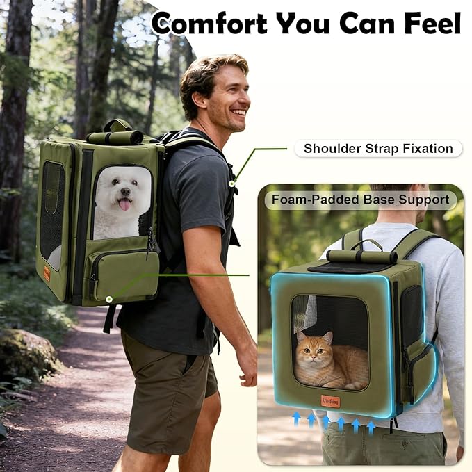 Vivifying Dog Backpack Carrier, 16.5"×15"×10.6" Breathable Pet Backpack - Image 4