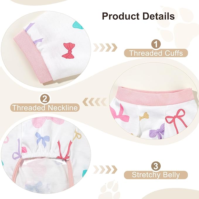 Bienbee Dog Pajamas, 4 Pack Dog Recovery Suit Shedding Suit Cute Soft Puppy - Image 6