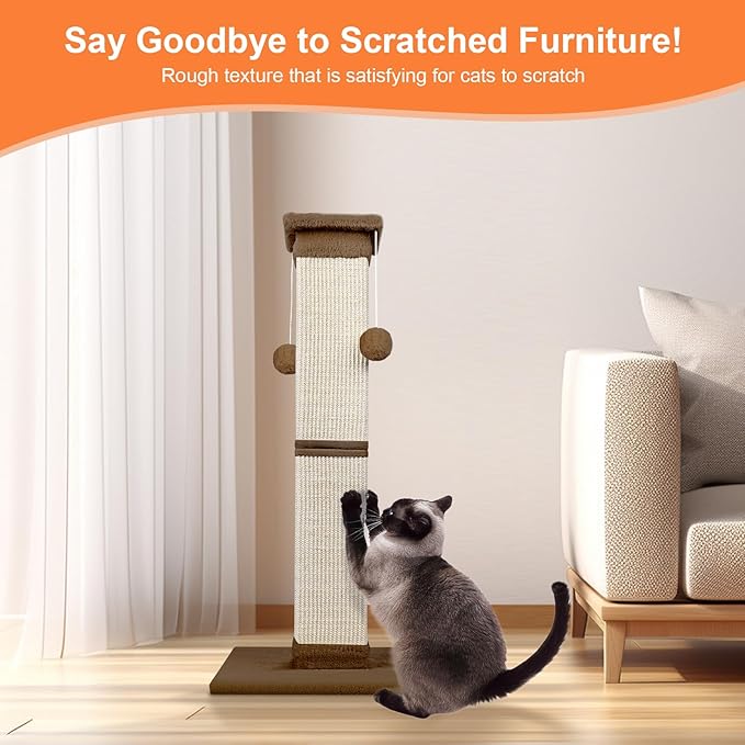 SOCATER Cat Scratching Post 33 Inch Nature Sisal Cat Scratch Post - Image 3