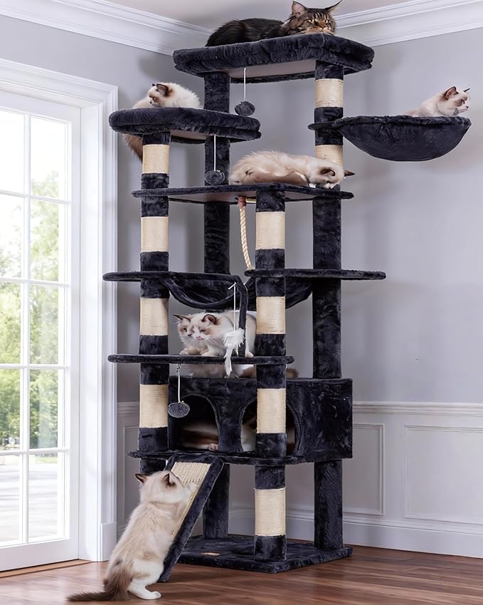 Heybly Tall Cat Tree, 78-inch Multi-Level Cat Tower - Image 9