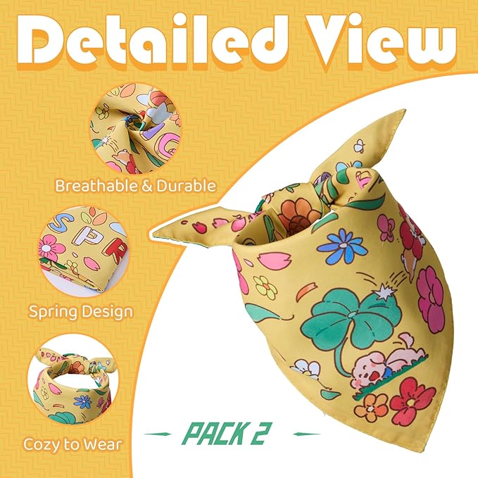 Spring Summer Dog Bandanas, Cute Colorful Bandanas, Washable Cotton Adjustable - Image 7