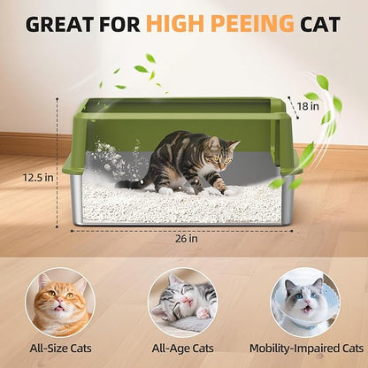WoofiGo Enclosed Stainless Steel Cat Litter Box - Image 2