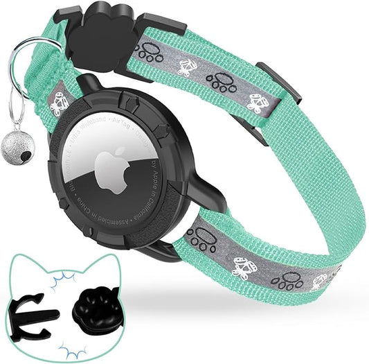 Breakaway AirTag Cat Collar, Reflective Cat Tracker Collar by ODOKELE