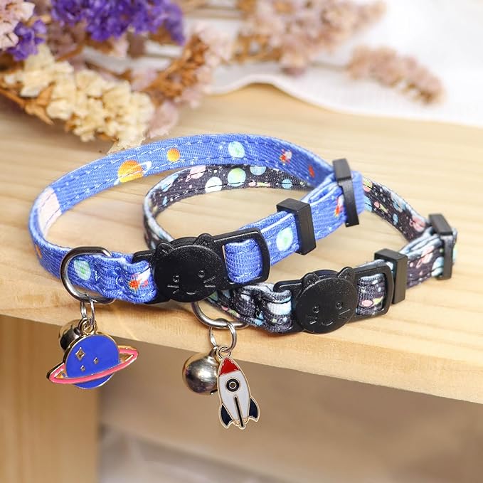 Cat Collar Breakaway, 2 Pack Cotton Kitten Collars - Image 2