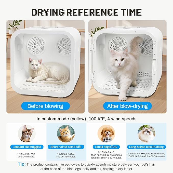 Automatic Pet Hair Dryer Box, 70L Dual Motor Fans Blower - Image 5