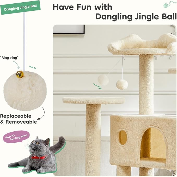 DUMOS 54-inch Indoor Cat Tree Tower –Multi-Level Pet House - Image 4