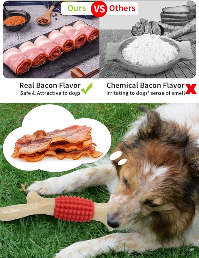SCHITEC Dog Chew Toy for Aggressive Chewers, Tough Big Nylon & Rubber Teething - Image 4