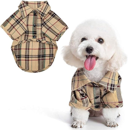 PUPTECK Plaid Dog Shirt, Cute Puppy Cat Polo T-Shirt, Soft Pet Clothes Outfit by PUPTECK
