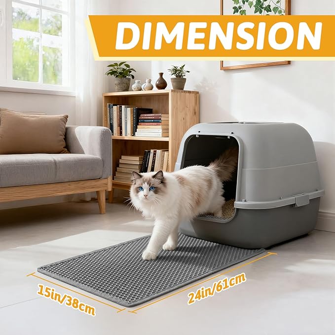 Pieviev Cat Litter Mat Double Layer Waterproof Urine Proof Trapping Mat 1 Pack) - Image 2