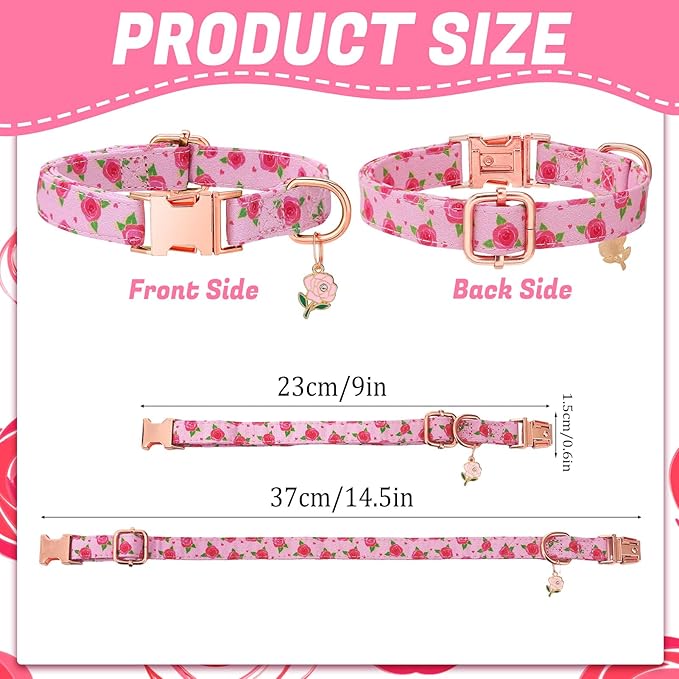 3 Pack Pink Dog Collars for Small Dogs Girl Dog Collar - Image 2