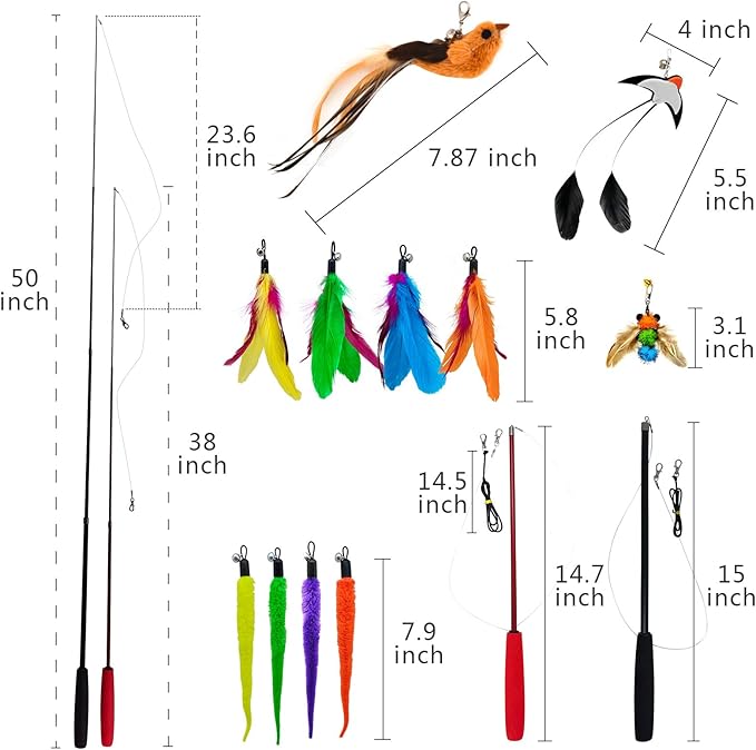 miwoowim Interactive Cat Wand Toy Set – 2 Retractable Wands - Image 3