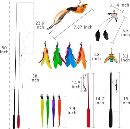 miwoowim Interactive Cat Wand Toy Set – 2 Retractable Wands - Image 3