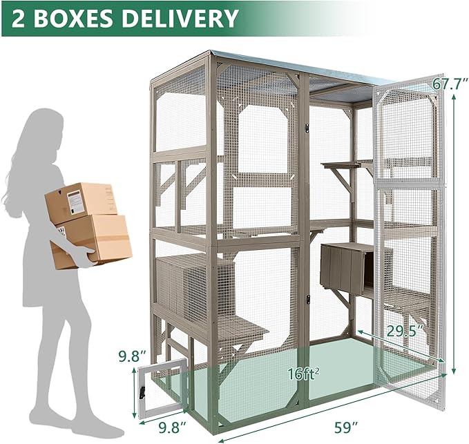 Large Outdoor Cat Catio Enclosures, Wooden Catio Window Cat Patio - Image 2