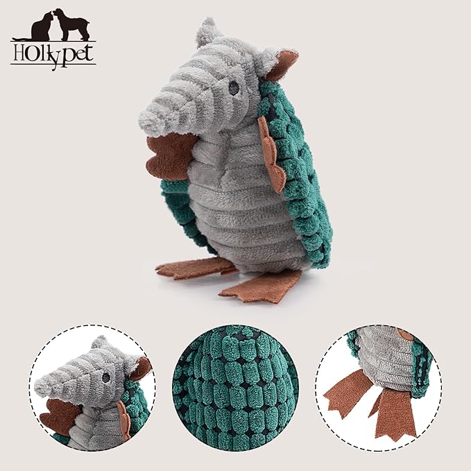 Hollypet Plush Dog Squeaky Toy Stuffed Armadillo Animal Pet Puppy Chew Toys - Image 3