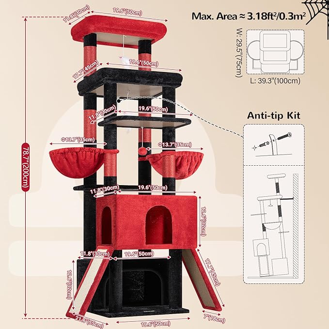 Globlazer Heavy Duty Cat Tree 78 inch Sturdy Gothic Cat Tower - Image 6