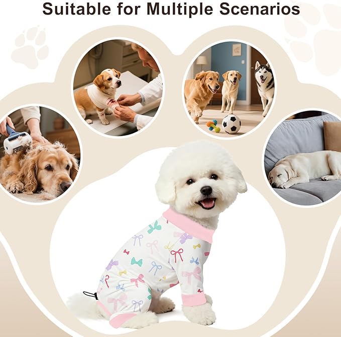 Bienbee Dog Pajamas, 4 Pack Dog Recovery Suit Shedding Suit Cute Soft Puppy - Image 7