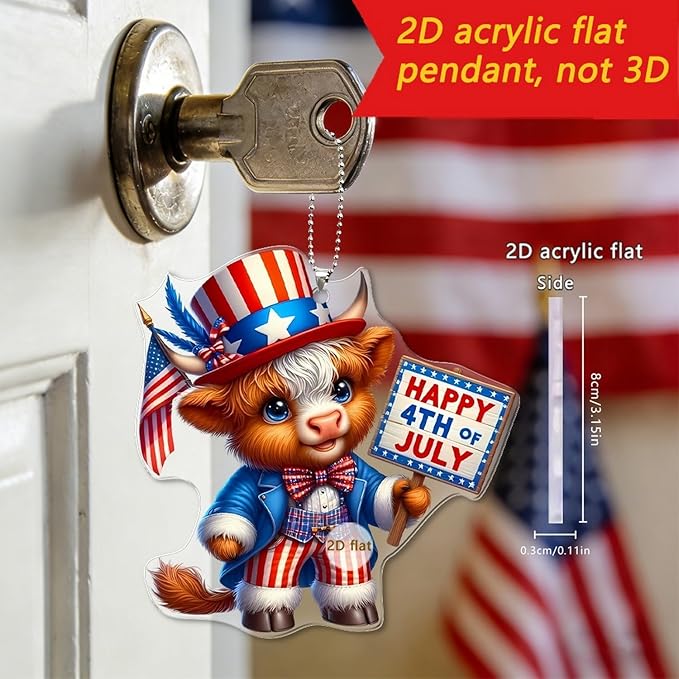 6 Pcs 4th of July Hanging Ornaments 2D Acrylic Independence Day Tree - Image 3