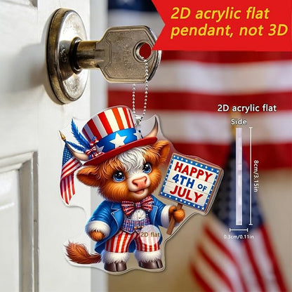 6 Pcs 4th of July Hanging Ornaments 2D Acrylic Independence Day Tree - Image 3