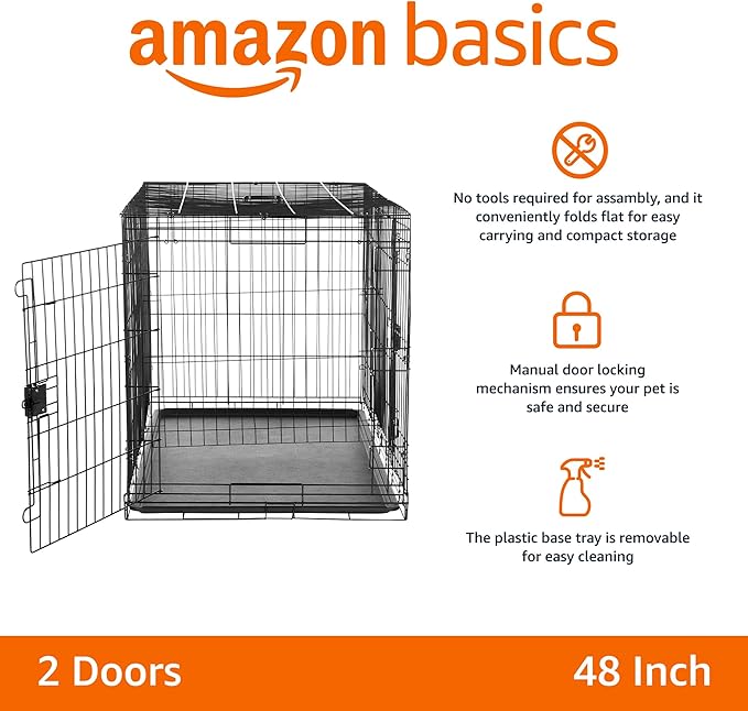 Amazon Basics Portable Metal Wire Dog Crate - Image 2