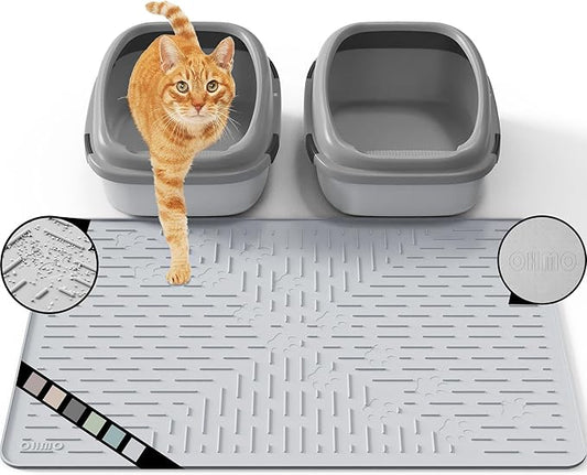 OHMO Cat Litter Mat Large Trapping Mat Premium Silicone Rubber 31.5x23.6 Ash by OHMO