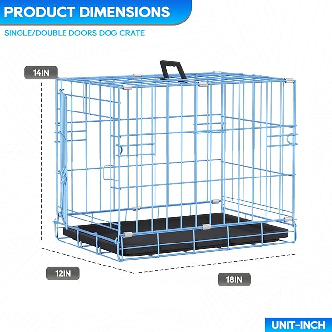 FDW Dog Crate for Small Dogs 18 Inch Folding Metal Wire Pet Cage Single Door - Image 7