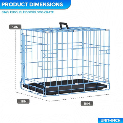 FDW Dog Crate for Small Dogs 18 Inch Folding Metal Wire Pet Cage Single Door - Image 7